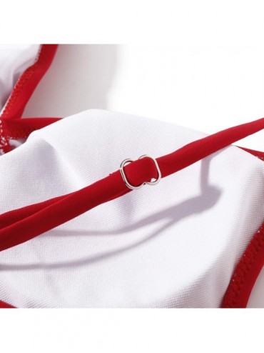 Sets Women Stripe Wrap Top High Waisted Bikini Twist Two Piece Swimsuit - Solid-red - CM1906CZ39Q $25.29
