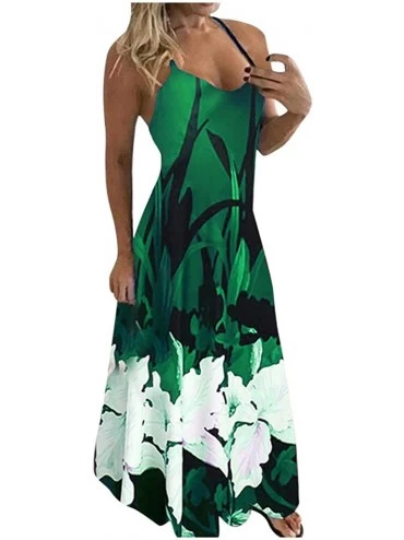 Cover-Ups Irregular Tie Dye Sleeveless Lace Up Corset Bodice Handkerchief Hem Dress Summer Beach Sun Dress - Z3-green - CW190...