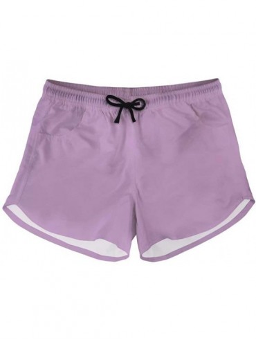 Board Shorts Womens Board Short Side Pocket Swim Bottom Trunks Quick Dry - Light Purple - CW18S33O5K7 $37.12
