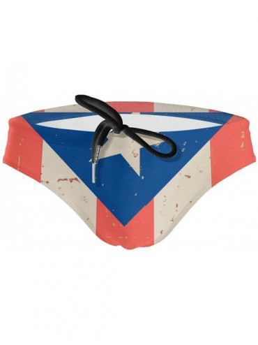 Briefs Men's Underwear Puerto Rican Flag Swimsuit Trunks Sexy Briefs Swimwear - Black - CM196NSDCYZ $44.06