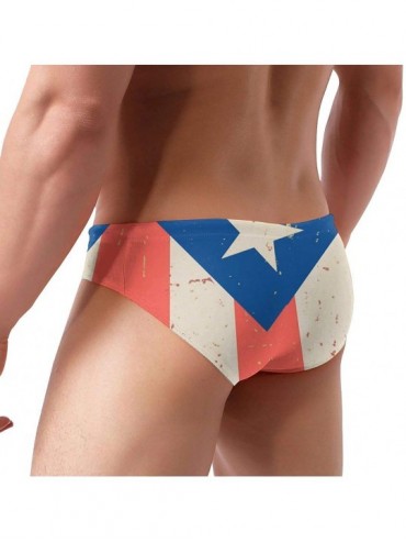 Briefs Men's Underwear Puerto Rican Flag Swimsuit Trunks Sexy Briefs Swimwear - Black - CM196NSDCYZ $24.41