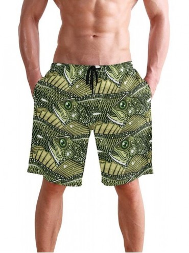 Board Shorts Men's Swim Trunks Hedgehog Cactus Quick Dry Beach Board Shorts with Pockets - Largemouth Bass Pattern - C518QNQR...
