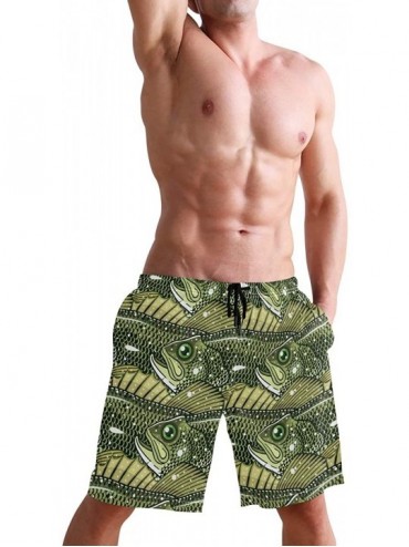 Board Shorts Men's Swim Trunks Hedgehog Cactus Quick Dry Beach Board Shorts with Pockets - Largemouth Bass Pattern - C518QNQR...