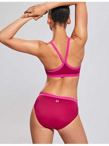 Sets Women's Athletic Swimsuit Workout Sport Bikini Two-Piece Swimwear - Dark Purple - C218SAOW8WQ $18.13