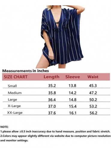 Cover-Ups Women Cover Ups for Swimwear Striped Beach Swim Coverup Dress - Navy - CR194KECZ3T $21.32