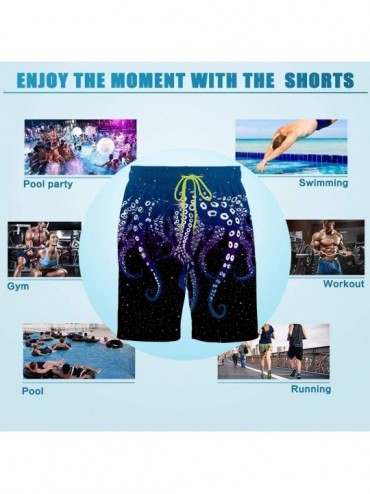 Board Shorts Men's Swim Trunks Hawaiian Beach Shorts Quick Dry Sport Surfing Board Pants - American Stripe Star Palm Tree - T...