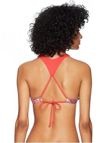 Tops Women's Red Leaves Fixed Triangle Top Bikini Swimsuit - Multi - CO1805M9HKI $50.86