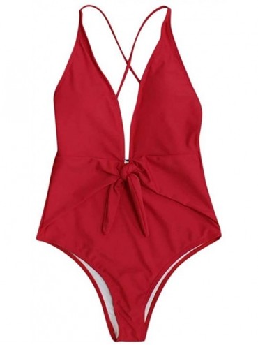 One-Pieces Swimsuits for Women One Piece Summer Sexy Deep V Neck Backless Soild Swimwear Beachwear Swimsuit Monokini Set Z2 r...