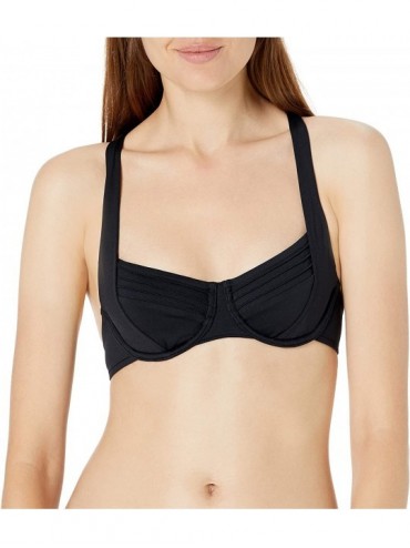 Tops Women's Pintucked Underwire Bikini Top Swimsuit - Seafolly Black - CO18Z3S2KIK $88.27