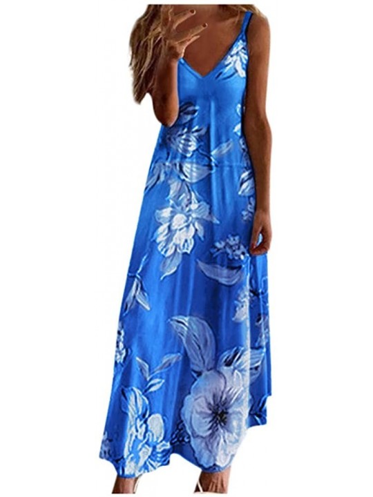 Cover-Ups Women's Spaghetti Strap Cami Maxi Dresses Sleeveless V-Neck Summer Casual Loose Long Dress Irregular Beach Sundress...
