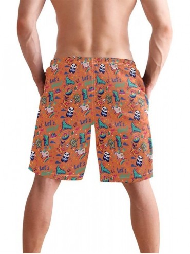 Board Shorts Men's Quick Dry Swim Trunks with Pockets Beach Board Shorts Bathing Suits - Let's Plays Fantastic Animals Collec...