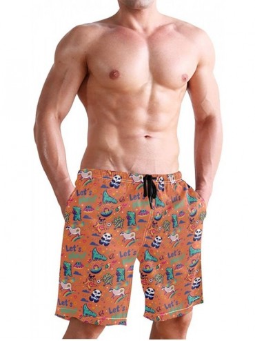 Board Shorts Men's Quick Dry Swim Trunks with Pockets Beach Board Shorts Bathing Suits - Let's Plays Fantastic Animals Collec...