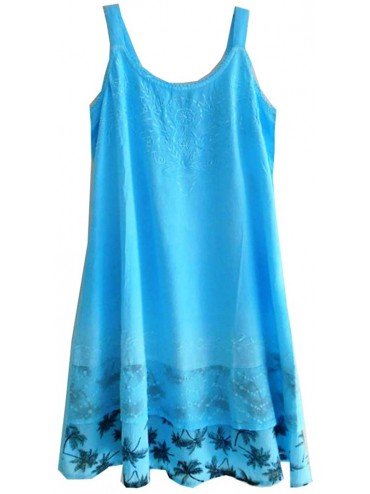 Cover-Ups Casual Dress with Palm Print Flounce - Aqua - CU196G3X0Z9 $48.84