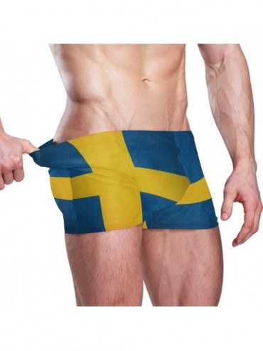 Briefs Sweden Flag Men's Swim Trunks Square Leg Swimsuit Swimwear Boxer Brief - Sweden Flag - CQ18TE2IHSR $26.66