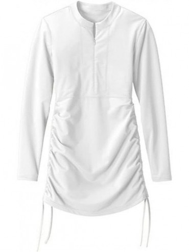 Rash Guards Womens Swim Shirt Long Sleeve UV Protection Rush Guard Top Swimming Dress - White - C112IYN6MT9 $26.37