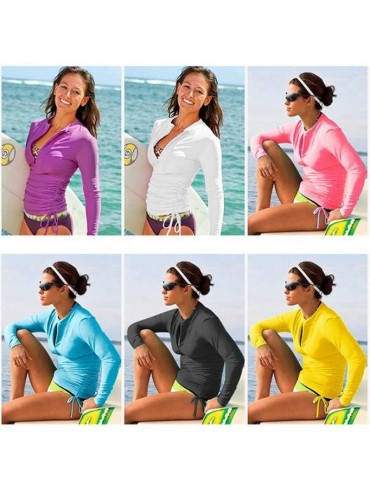 Rash Guards Womens Swim Shirt Long Sleeve UV Protection Rush Guard Top Swimming Dress - White - C112IYN6MT9 $26.37