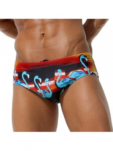 Briefs Mens Swim Briefs Swimwear Bikinis Beach Surf Bathing Suits with Drawstring Swimsuit - B Color Black - CN196NGC70M $35.58
