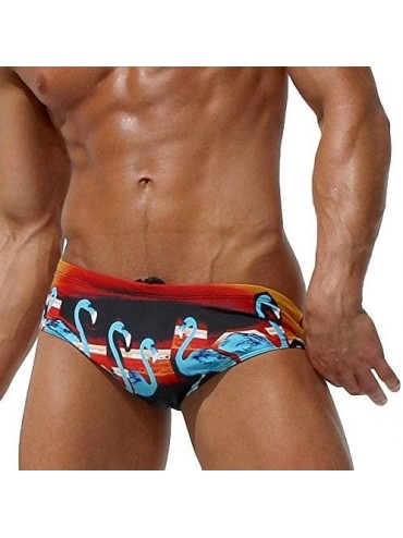 Briefs Mens Swim Briefs Swimwear Bikinis Beach Surf Bathing Suits with Drawstring Swimsuit - B Color Black - CN196NGC70M $17.56