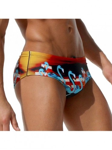 Briefs Mens Swim Briefs Swimwear Bikinis Beach Surf Bathing Suits with Drawstring Swimsuit - B Color Black - CN196NGC70M $17.56