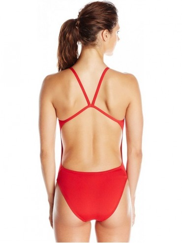 One-Pieces Women's Guard Poly Thin Trap Open Back Swimsuits - Red - C2115TXX15B $18.45