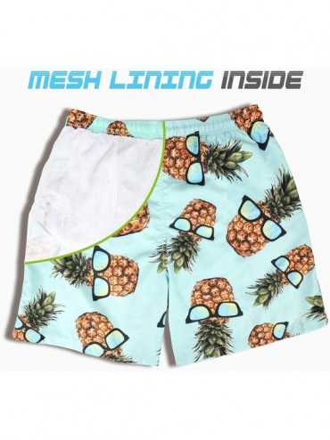 Trunks Mens Swim Trunks Short Quick-Dry Swimming Trunks with Mesh Lining Fashion Trend Turnks - 301-green Pineapple - CZ19GUK...