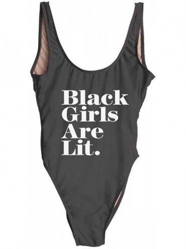 One-Pieces Women's Letter Print Backless One Piece Swimsuit - Blackgirlarelit-black-wh - CF18QS08H98 $17.80