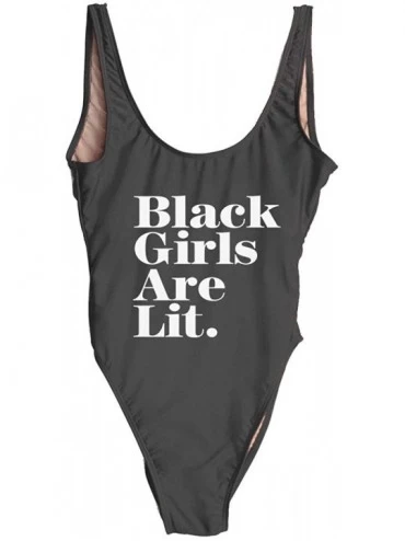 One-Pieces Women's Letter Print Backless One Piece Swimsuit - Blackgirlarelit-black-wh - CF18QS08H98 $38.22