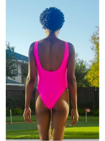 One-Pieces Women's One Piece Swimsuit High Cut Bikini Bathing Suits for Women - Hot Pink - Bridesmaid Print - CX18W6KWA57 $18.26