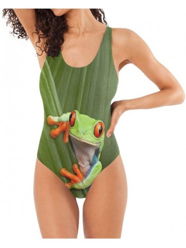 Racing Cute Animal Frog Leaves One Piece Swimsuit Swimwear Beach Suits Bathing Suit for Women Teens Girls - CW18R6DWZKA $47.60