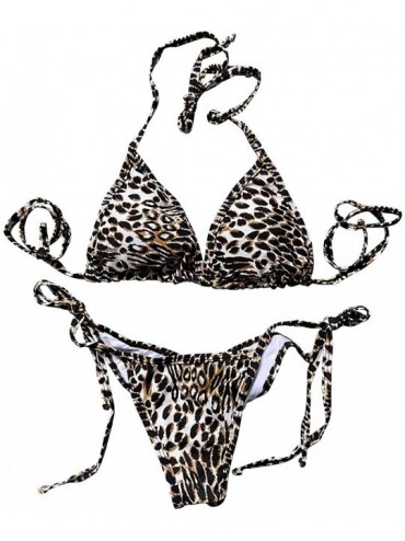 Racing Women's Mini Fashion Elegant Inspired Swimsuit Bikini Top Bottom - Leopard5 - CJ1929UEC2O $33.87
