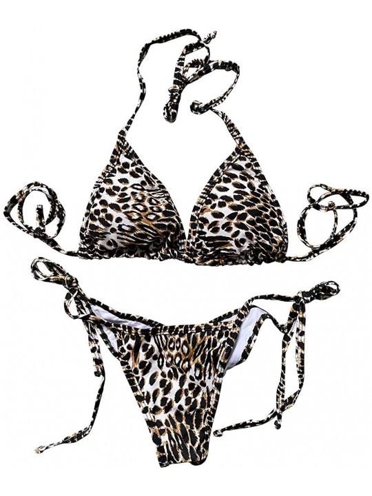 Racing Women's Mini Fashion Elegant Inspired Swimsuit Bikini Top Bottom - Leopard5 - CJ1929UEC2O $16.48