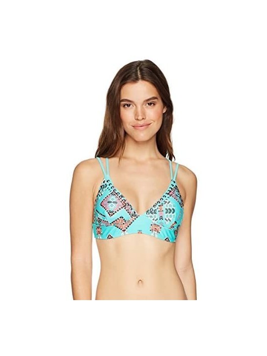 Tops Women's Swimwear Trina Cross Back Printed Bikini Top - Blue Geometric Print - CM187LM4DIE $19.73