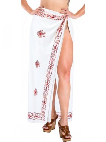 Cover-Ups Women's Sarong Wrap Swimwear Cover Up Beach Skirt Yoga Mats Embroidered - Ghost White_p239 - C411CC9ICVX $32.46