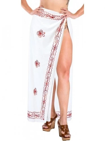 Cover-Ups Women's Sarong Wrap Swimwear Cover Up Beach Skirt Yoga Mats Embroidered - Ghost White_p239 - C411CC9ICVX $29.29