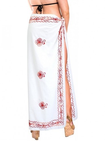 Cover-Ups Women's Sarong Wrap Swimwear Cover Up Beach Skirt Yoga Mats Embroidered - Ghost White_p239 - C411CC9ICVX $30.87