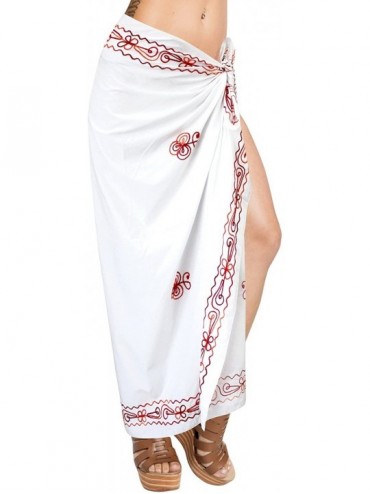 Cover-Ups Women's Sarong Wrap Swimwear Cover Up Beach Skirt Yoga Mats Embroidered - Ghost White_p239 - C411CC9ICVX $30.87