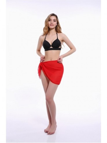 Cover-Ups Chiffon Cover up Swimwear Beach Sarong Pareo Canga Swimsuit Wrap - Peach - CG12K2C1J89 $9.87