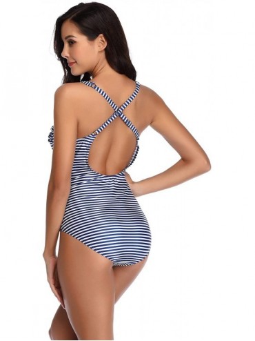 One-Pieces Swimsuits for Women-One Piece Bathing Suits for Womens Swimsuits Tummy Control - Blue - CB19C7EOKXQ $22.05