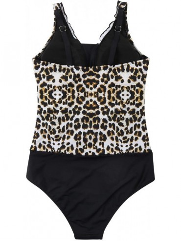 One-Pieces Women Leopard Tummy Control One Piece Swimsuits Plus Size Bathing Suits - Leopard - C71945LN8M6 $18.55