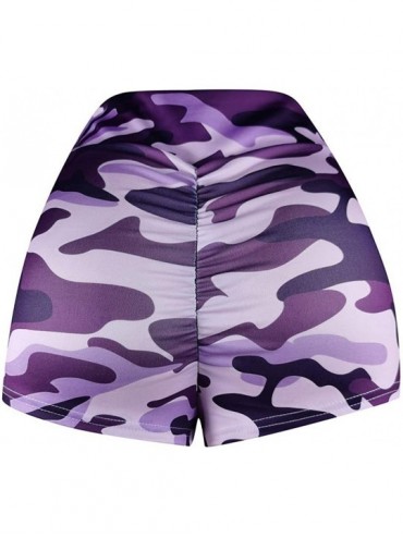 Board Shorts Women Basic Slip Bike Shorts Compression Workout Capris Leggings Yoga Shorts - Purple - C71994DN9OX $34.61