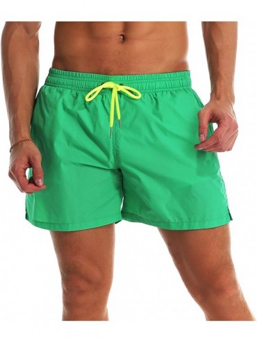 Trunks Men's Swim Trunks Quick Dry Beach Shorts Swimwear Bathing Suit with Mesh Lining - A17-green - CJ18W5QTYTN $26.69