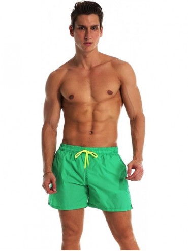 Trunks Men's Swim Trunks Quick Dry Beach Shorts Swimwear Bathing Suit with Mesh Lining - A17-green - CJ18W5QTYTN $16.01