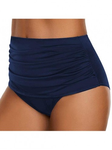 Bottoms Swimsuit Briefs Bottom for Women High Waisted Full Coverage Ruched Swim Bottom Bikini Bottoms - Navy - C218TA3MX6I $1...