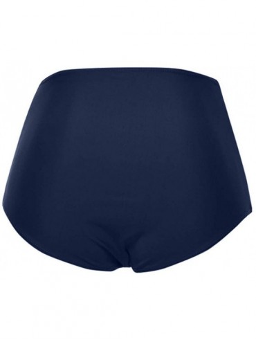 Bottoms Swimsuit Briefs Bottom for Women High Waisted Full Coverage Ruched Swim Bottom Bikini Bottoms - Navy - C218TA3MX6I $1...
