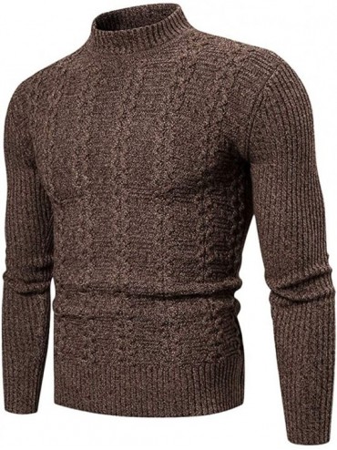 Trunks Men's Full Zip Casual Classic Soft Thick Knitted Cardigan Sweaters Long Sleeve with Pockets - Brown B - CL193EK0SR9 $2...