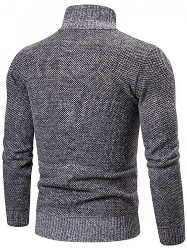 Briefs Men's Full Zip Casual Classic Soft Thick Knitted Cardigan Sweaters Long Sleeve with Pockets - Gray B - CV193EK62MD $23.67