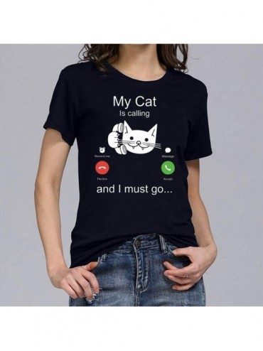Racing Cute Cat T-Shirts Short Sleeve T Shirt Funny Tee Graphic Blessed Shirt Teacher Fall Tees Tops Blouse - Black - CY193Z4...