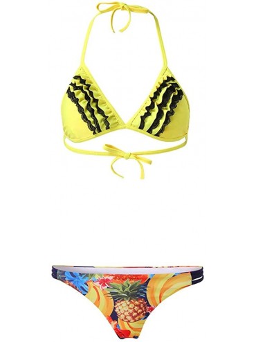Sets Summer Womens Swimwear- Low Waist Floral Print Criss Cross Bikini Set Swimming Two Piece Swimsuits Bathing Suit - 016- Y...