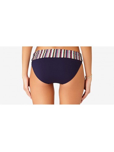 Bottoms Women Swimwear Friendship Bracelet Foldover Bikini Bottoms - Navy Multi - CI18NWK82AG $26.70