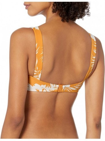 Tops Women's Wide Strap Tube Bandeau Bikini Top Swimsuit with Clip Back - Wild Tropics Saffron - CK18TGASOZW $47.66
